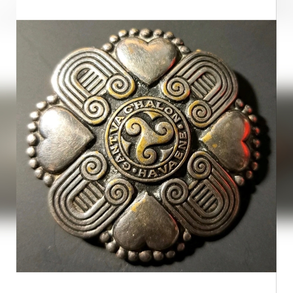 Vintage French Breton Target Celtic Brooch Signed - Pierre Peron - 1930s